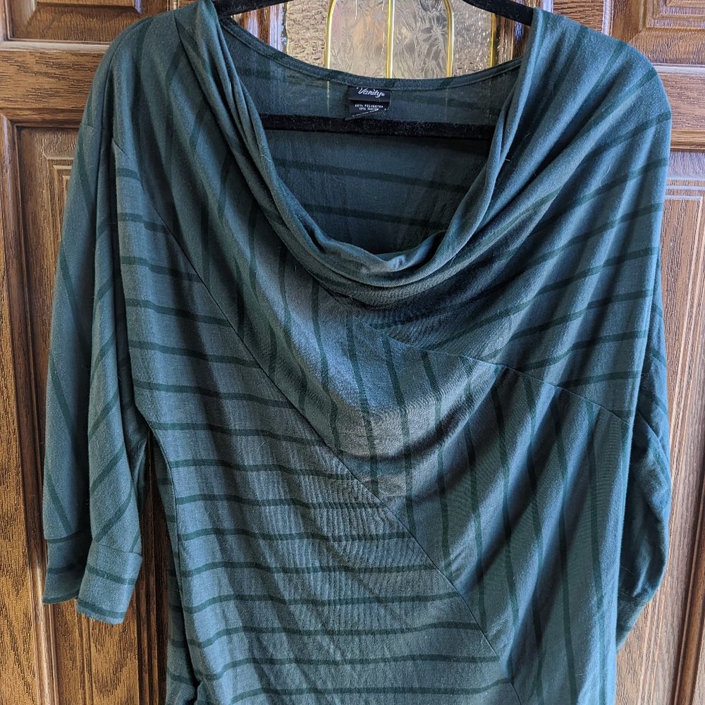 Vanity Striped Cowl Neck Top